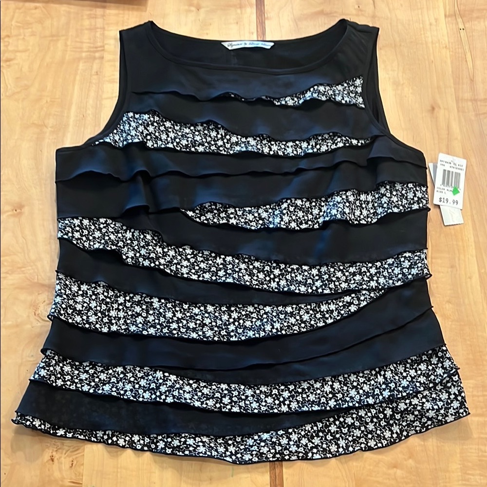 Signature by Larry Levine black tank top blouse Large
